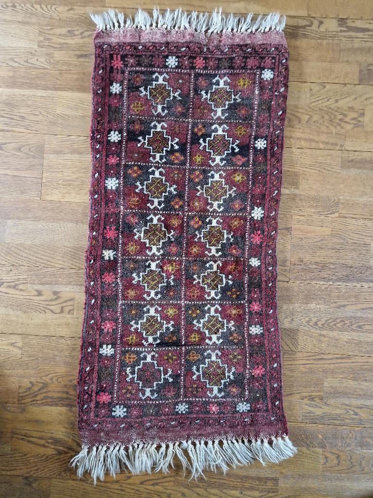 Vintage handgeknoopt tapijt Afghanistan, Huis en Inrichting, Minder dan 50 cm, Gebruikt, 50 tot 100 cm, Ophalen of Verzenden