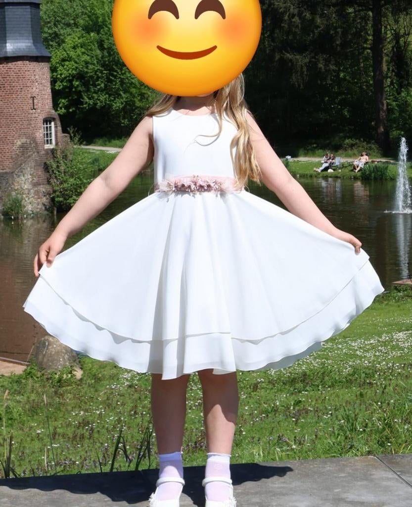 Communiejurk  Mimilu maat 140, Ophalen, Zo goed als nieuw, Wit, Onder de knie