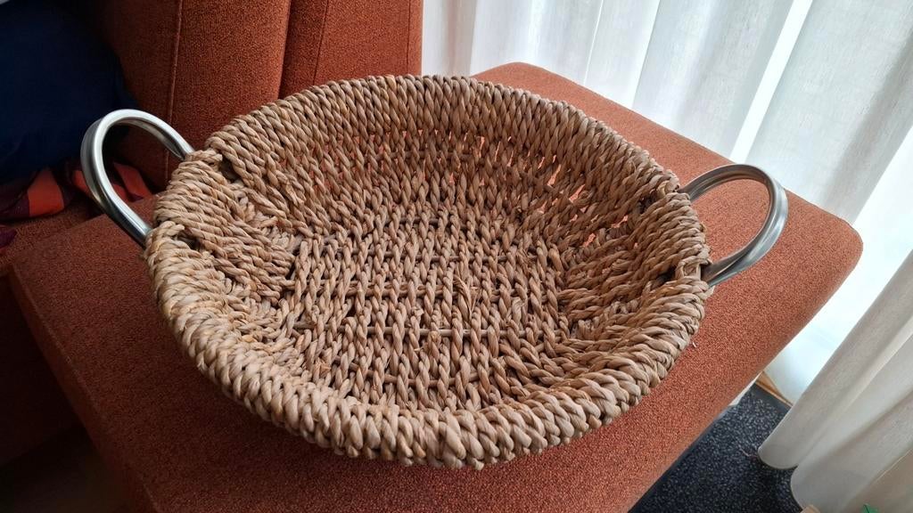 Leuke mand, lectuurbak, kraammand, cadeaumand, ca. 45cm, Ophalen, Zo goed als nieuw, Rond, Hout