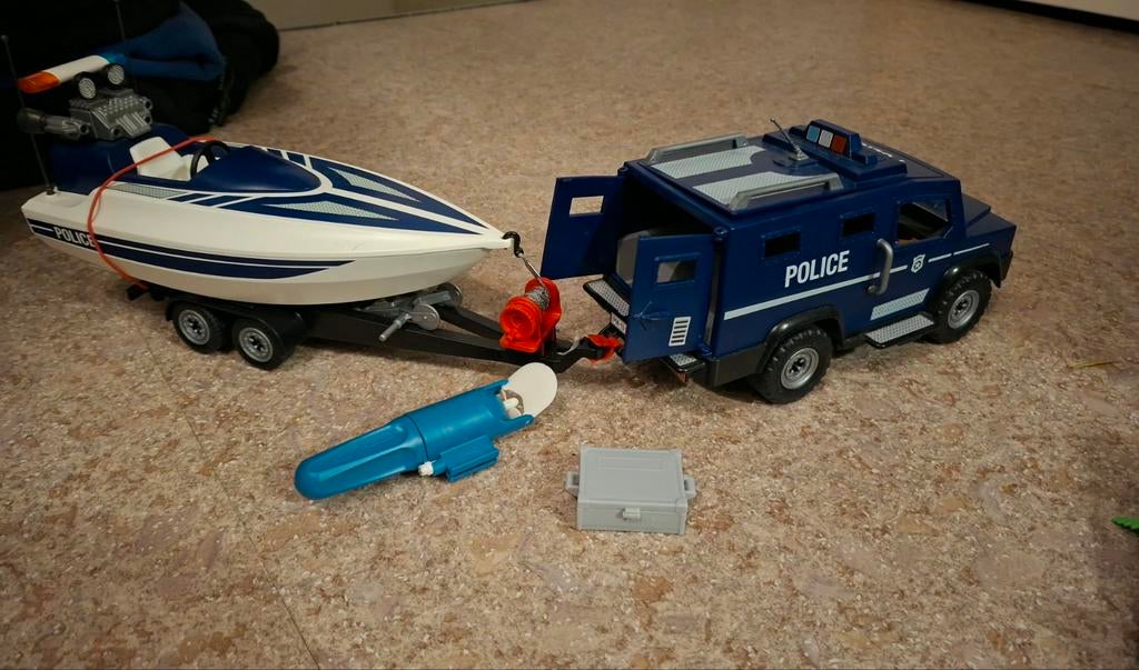 Playmobil Politiewagen met Speedboot, Ophalen of Verzenden, Gebruikt, Jongen of Meisje