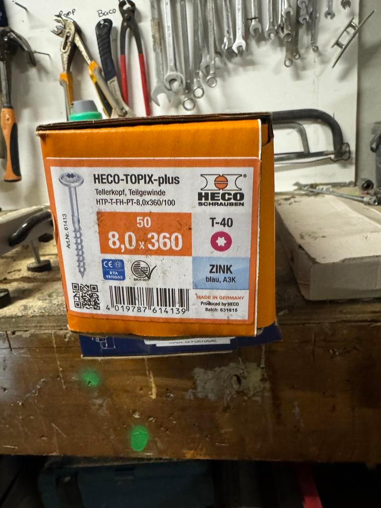 Heco Topix Schroeven Tellerkopf 8x360mm - 46 stuks, Ophalen, Nieuw, 250 mm of meer, Schroeven