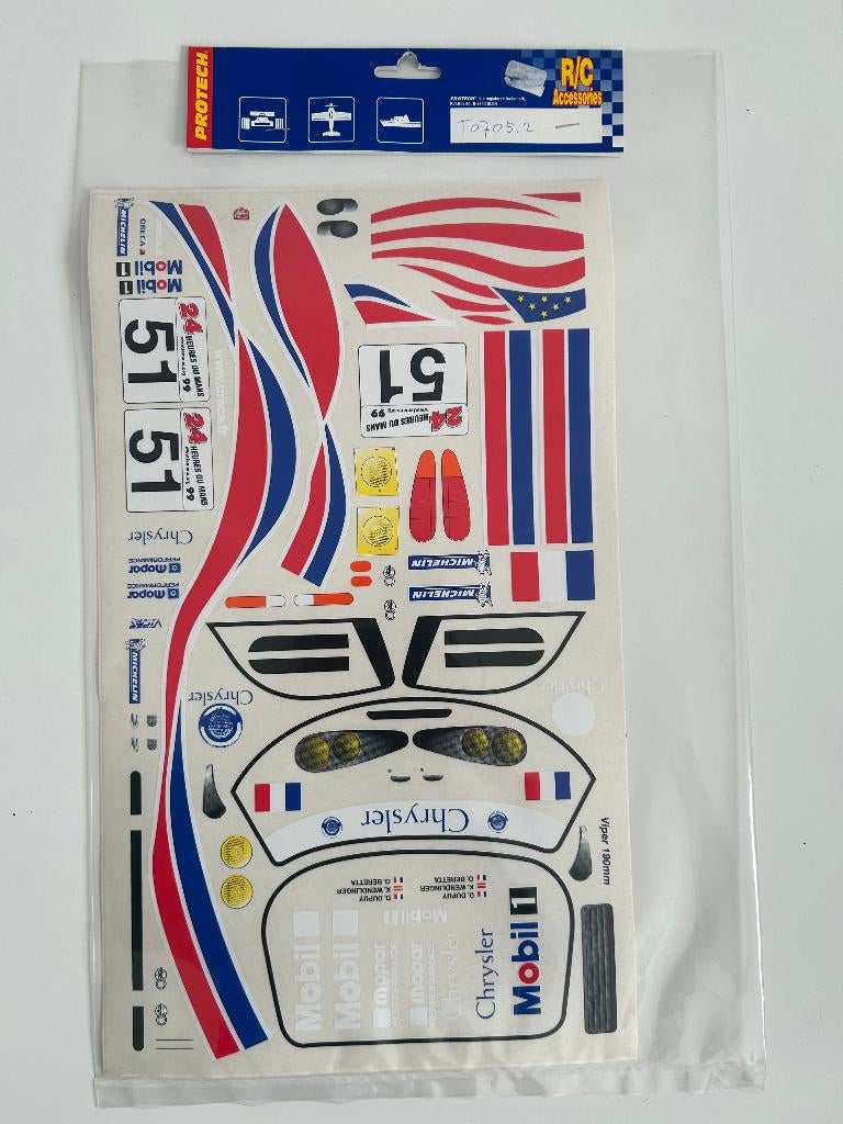 Protech decals Dodge Viper T0705.2 nieuw rc stickers, Ophalen of Verzenden, Nieuw, Overige schalen, Onderdeel