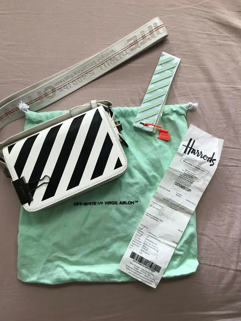 Off white virgil abloh diagonal stripes bag tas unisex, Ophalen of Verzenden, Zo goed als nieuw, Zwart, Handtas