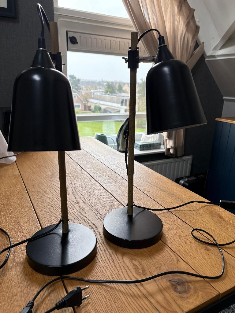 2 x tafellamp bureaulamp Leitmotiv metaal zwart, Huis en Inrichting, Ophalen of Verzenden, Zo goed als nieuw, Metaal, Minder dan 50 cm