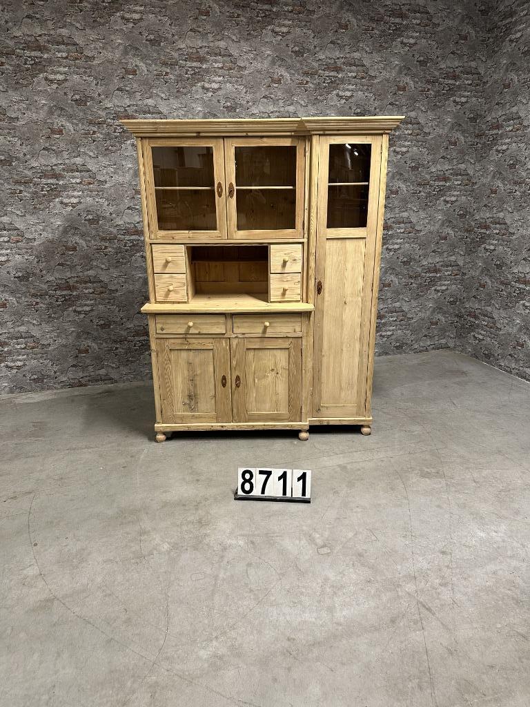 nr.8711 Antiek grenen keukenkast met lades en deurtjes, Ophalen of Verzenden