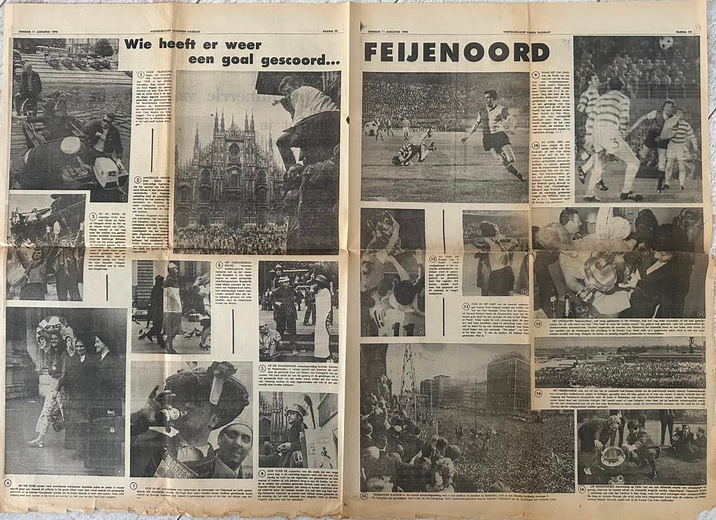 Algemeen Dagblad artikel Feyenoord wint Europa Cup I, Ophalen of Verzenden, 1960 tot 1980, Knipsel(s)