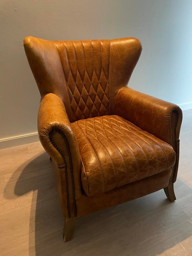 Leren Stoel bugatti, Huis en Inrichting, Ophalen, Zo goed als nieuw, 50 tot 75 cm, Leer