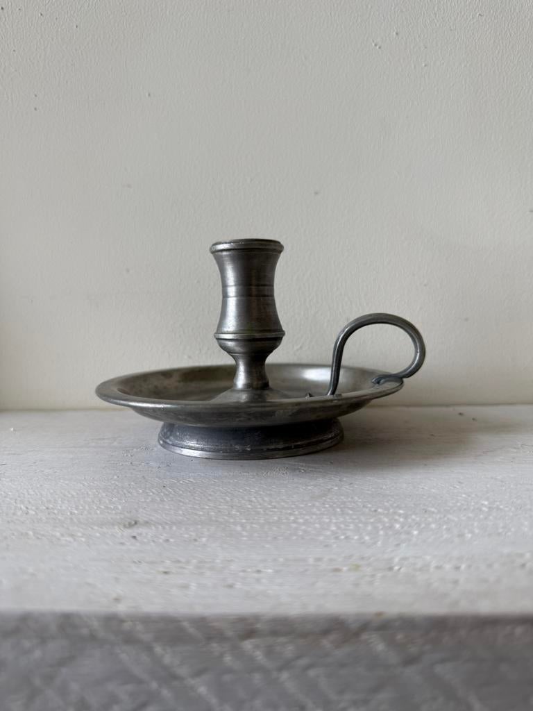 Tinnen kandelaar, Antiek en Kunst, Antiek | Kandelaars, Ophalen of Verzenden