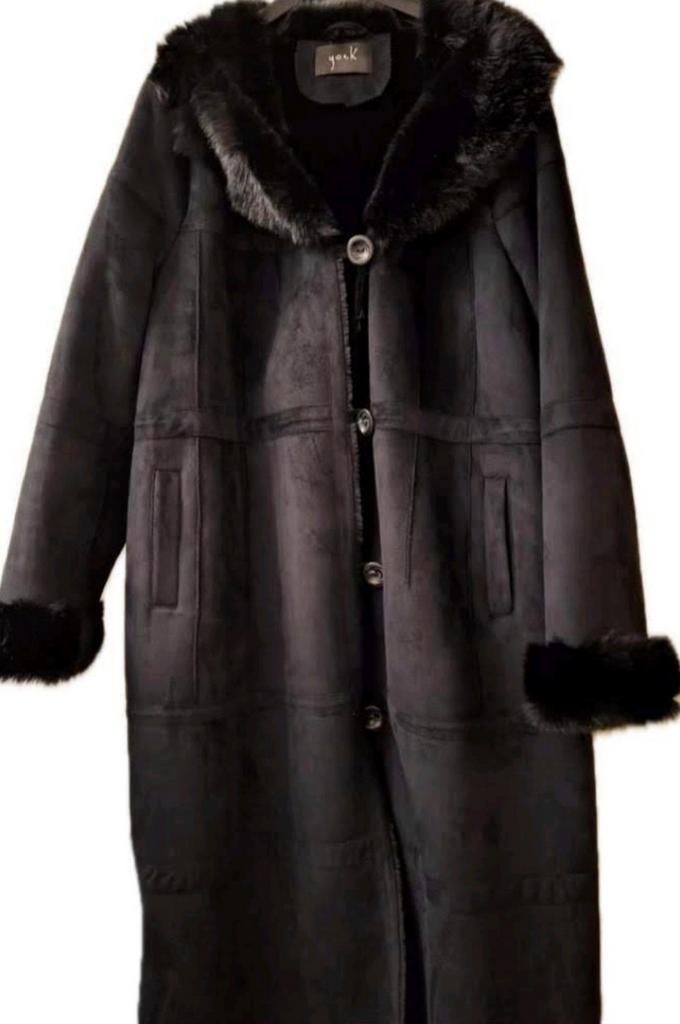 Yoek Zwarte Lange lammy Coat Maat 54, Yoek, Zwart, Maat 46/48 (XL) of groter, Ophalen of Verzenden