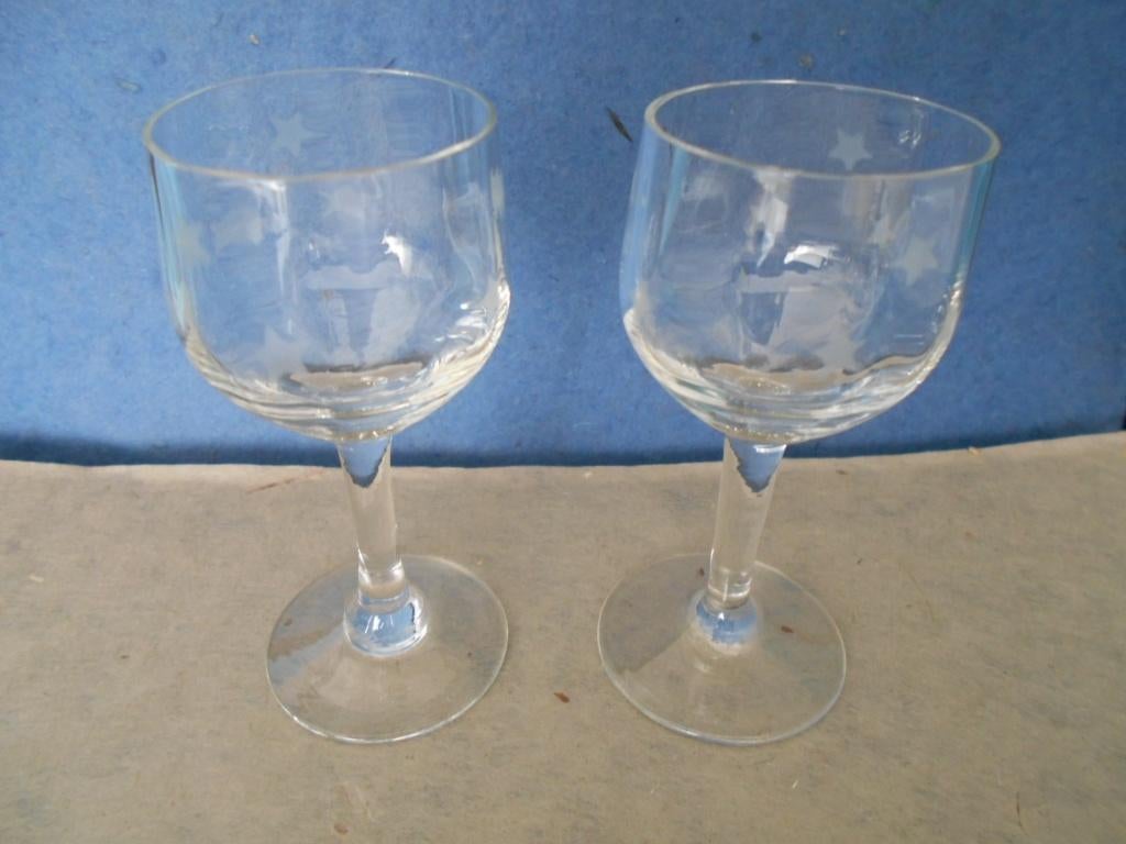 Antiek, vintage borrelglaasjes met sterren, Antiek en Kunst, Antiek | Glas en Kristal, Ophalen of Verzenden