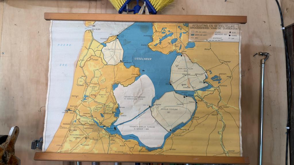 Landkaart Drooglegging Zuiderzee, Ophalen of Verzenden, Aardrijkskunde