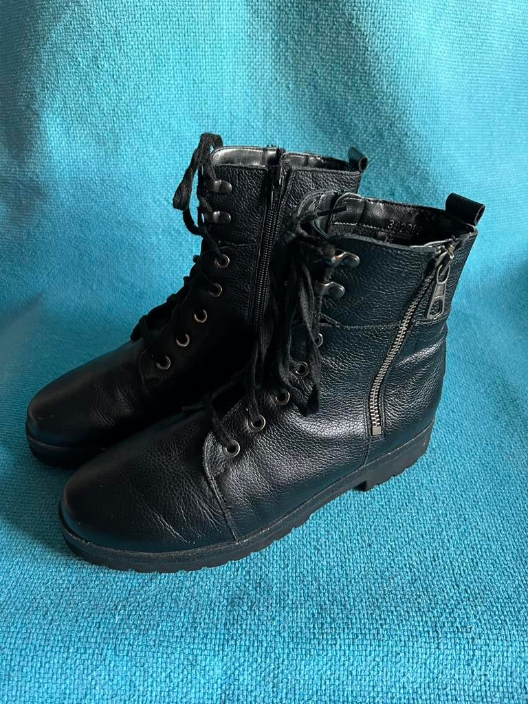 Warme leren Waldlaufer zwarte boots 38, Ophalen of Verzenden, Zo goed als nieuw, Zwart
