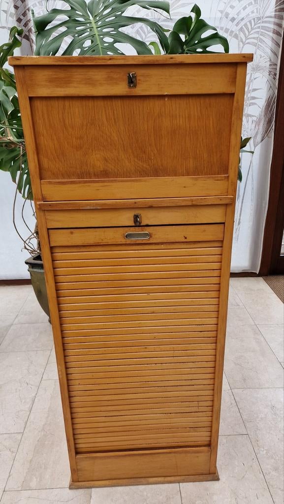 Vintage houten  rolluik kast, Ophalen, Gebruikt