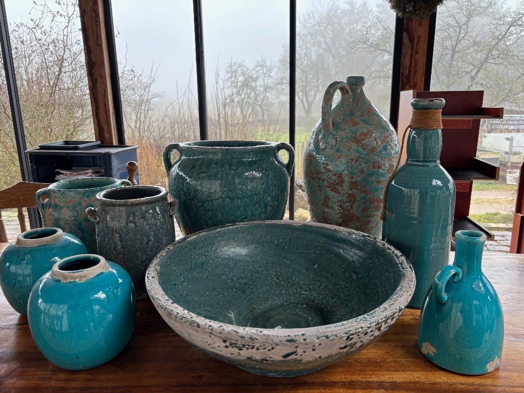 In nieuwstaat Vazen -Schaal merk Brynxz voor binnen., Huis en Inrichting, Ophalen, Blauw, Aardewerk of Porselein, Zo goed als nieuw