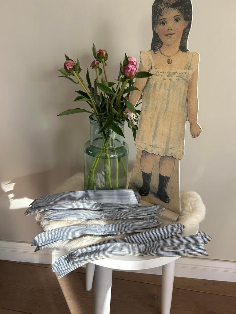 Antieke franse blauw wit gestreepte kraagjes, Ophalen of Verzenden, Kinderen