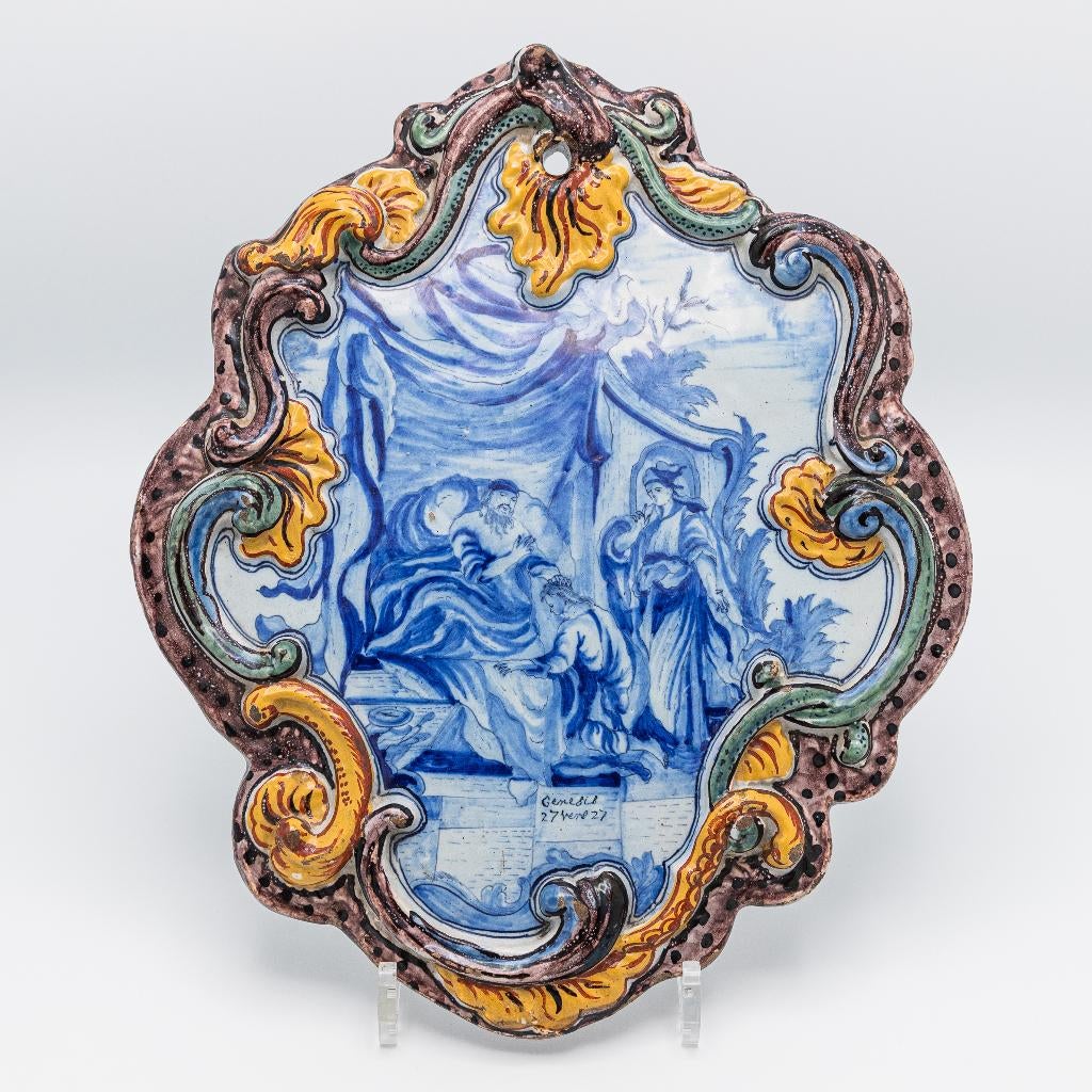 Delfts aardewerk plaquette met Bijbelse voorstelling, Ophalen of Verzenden