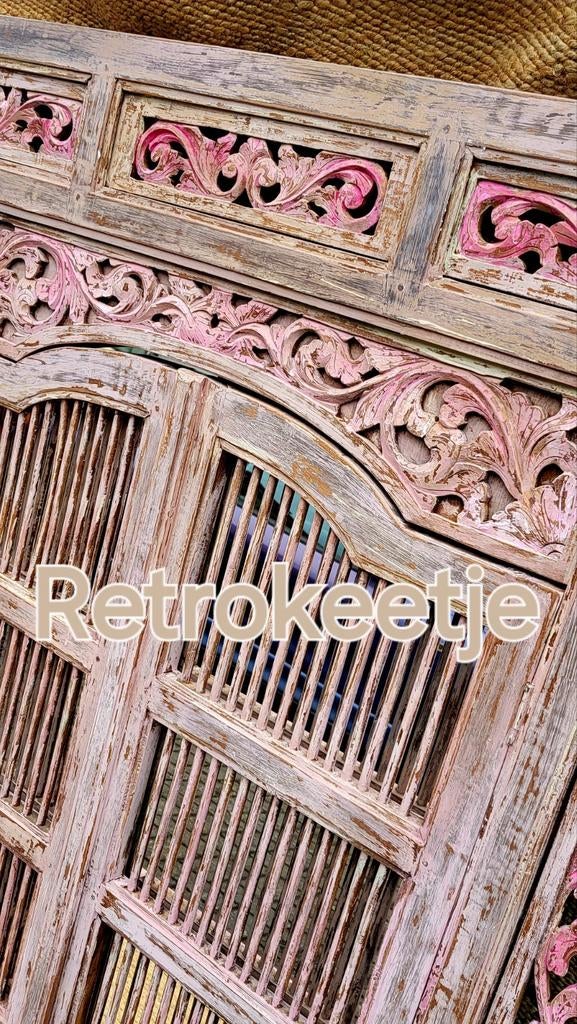 Roze/Houtsnijwerk/Balinese/Spiegel/Luik/XXXL, Ophalen