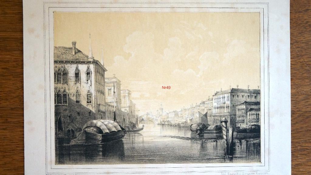 Antieke Litho 34x25cm. Per stuk te koop. Serie3., Ophalen of Verzenden