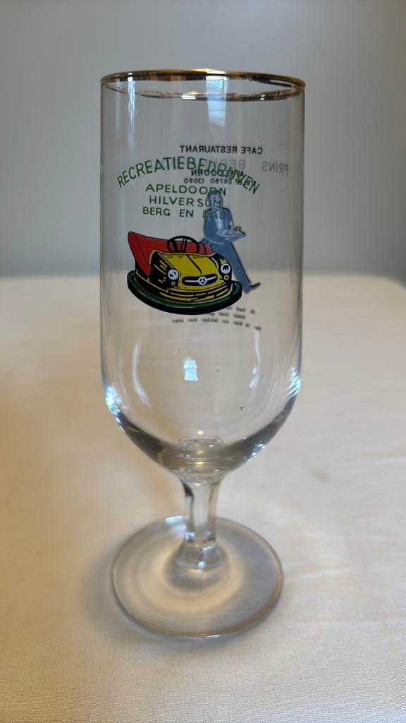 Oud glas cafe restaurant Prins Bernarddal Apeldoorn, Ophalen of Verzenden, Zo goed als nieuw, Glas of Glazen, Overige merken