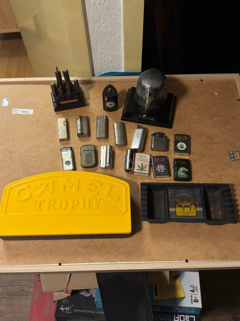 Camel blik-camel asbak-en aanstekers zie foto’s, Verzenden, Gebruikt, Aansteker