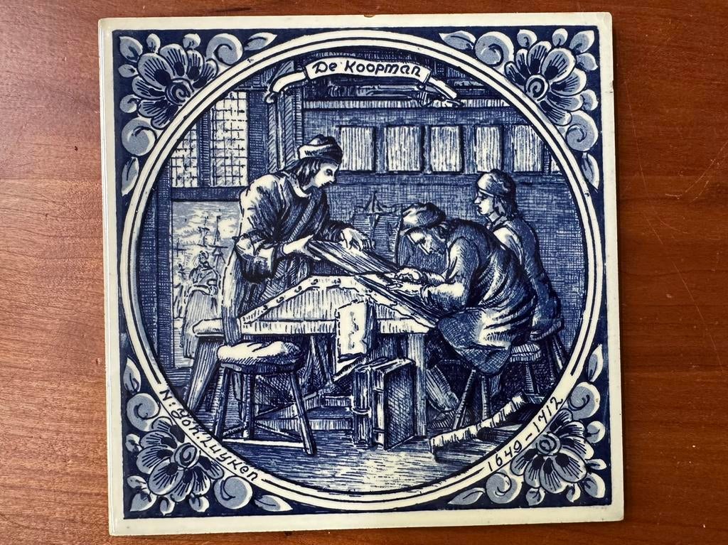 De koopman- Beroepentegel Jan Luyken Delfts Blauw, Ophalen of Verzenden