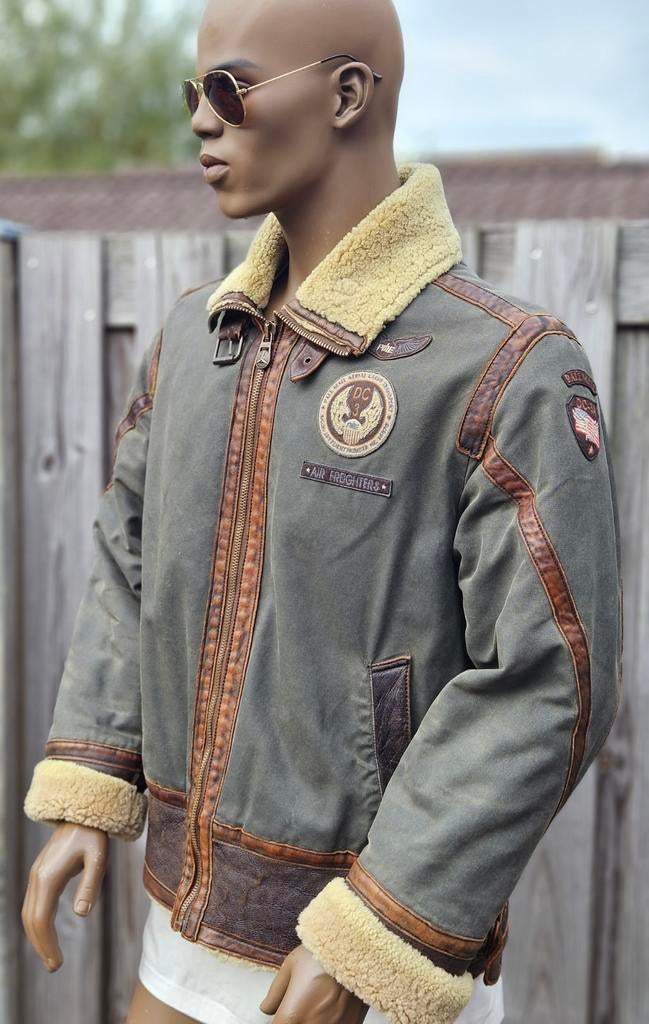 Pall Mall/ PME canvas / sheepskin vintage tussen jas (L en M