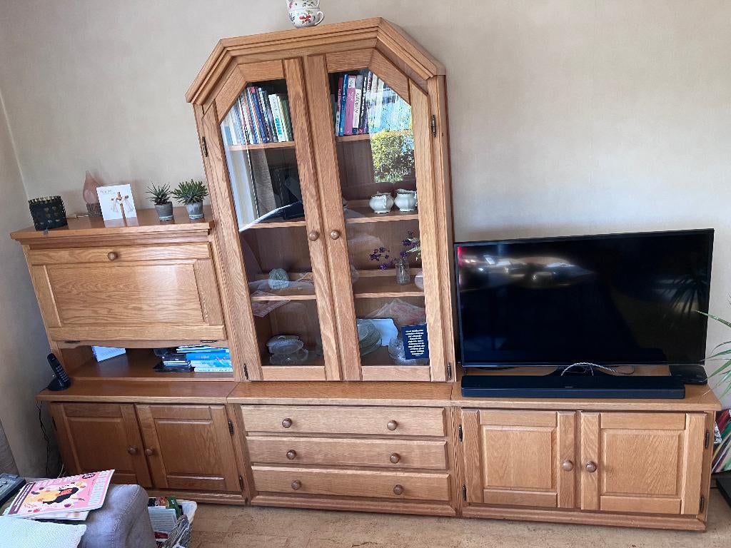 Wandkast blank eiken, Ophalen, 250 tot 300 cm, Gebruikt, Eikenhout