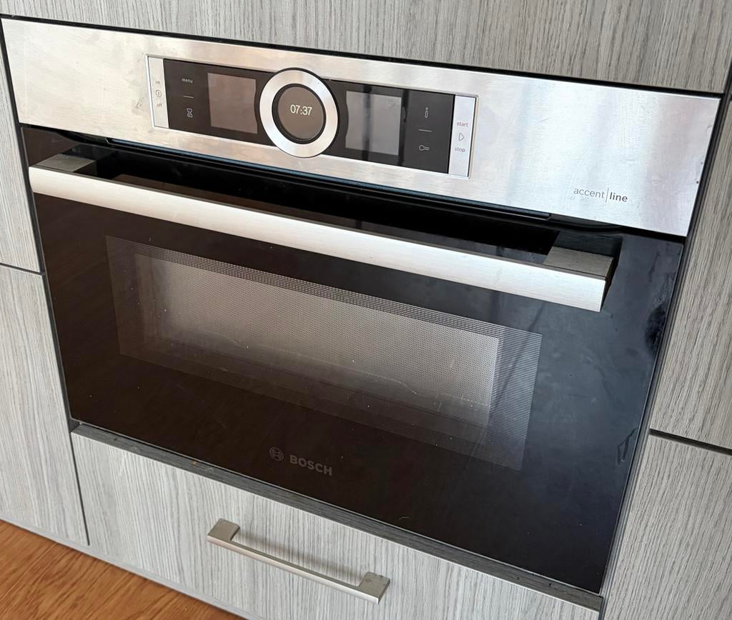 Bosch inbouw combi oven magnetron accent line, 45 tot 60 cm, Gebruikt, Ophalen of Verzenden, Oven met grill