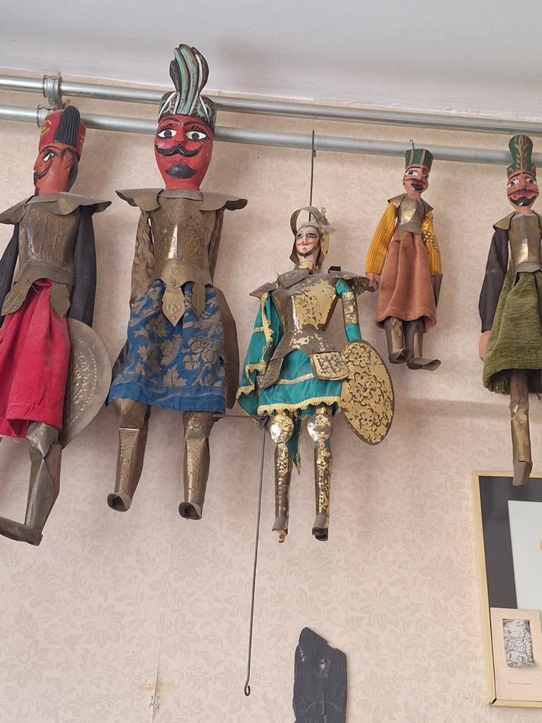 Set van 5 Antieke Siciliaanse Marionetten - Handgemaakt, Antiek en Kunst, Ophalen of Verzenden