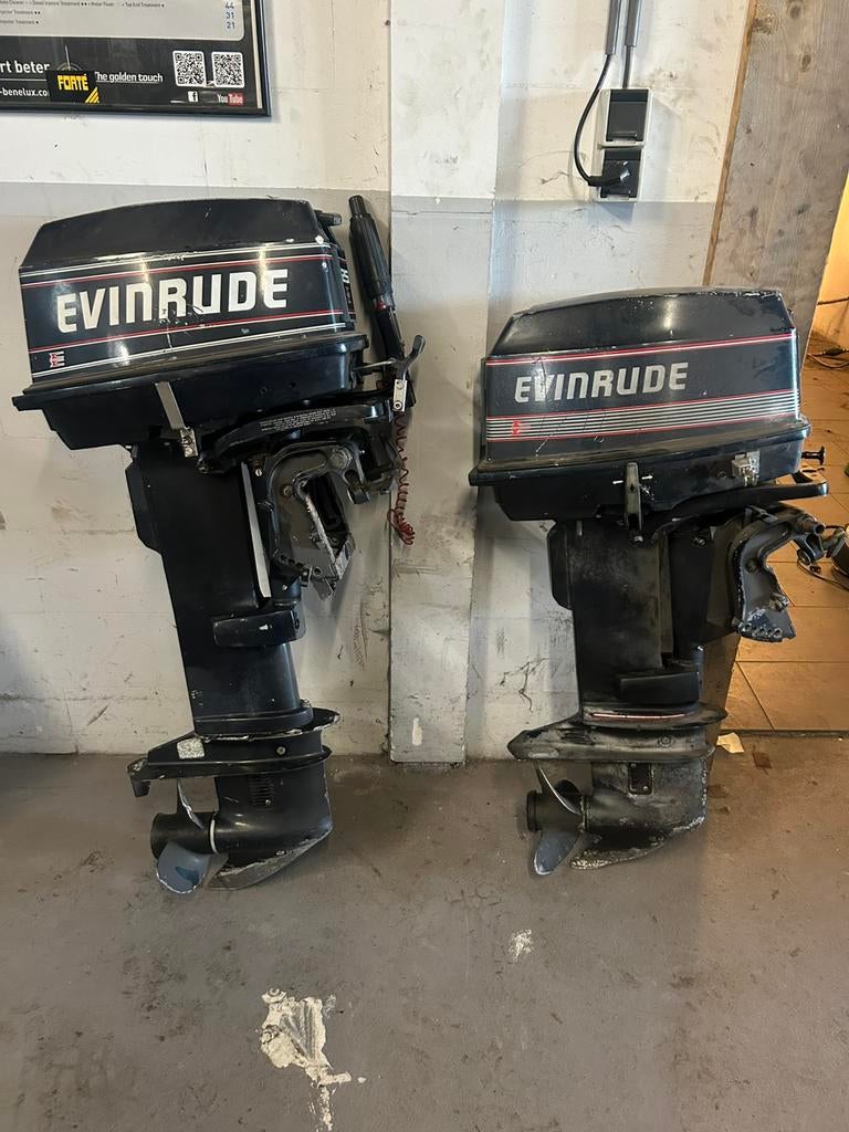 2x Evinrude 25pk kort en langstaart 2 takt, Watersport en Boten, Buiten- en Binnenboordmotoren, Ophalen, 10 tot 30 pk, Gebruikt