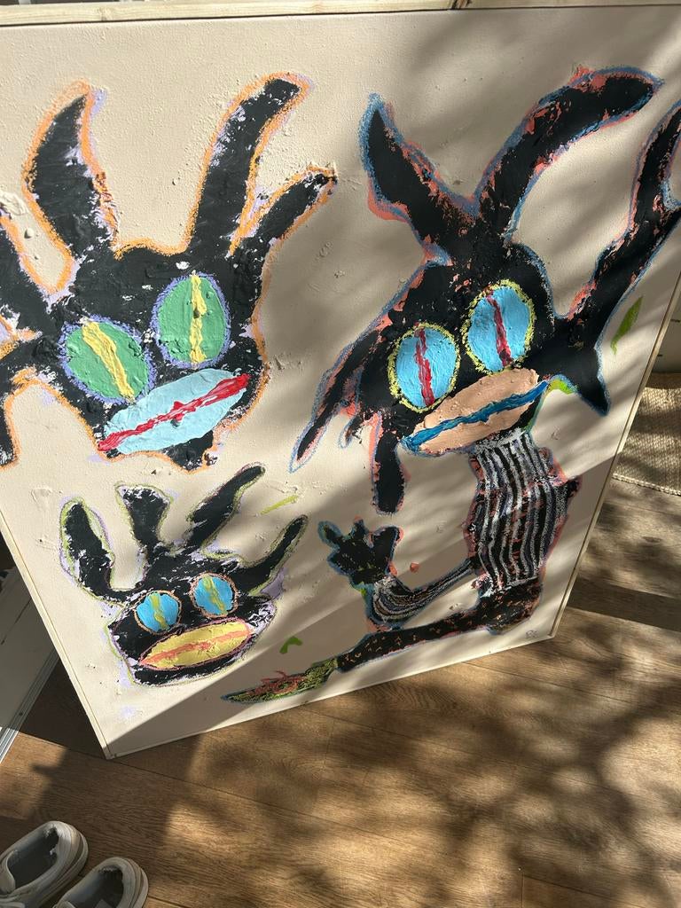 Kleurrijk reliëf schilderij - kunstwerk 100x120cm, Ophalen of Verzenden