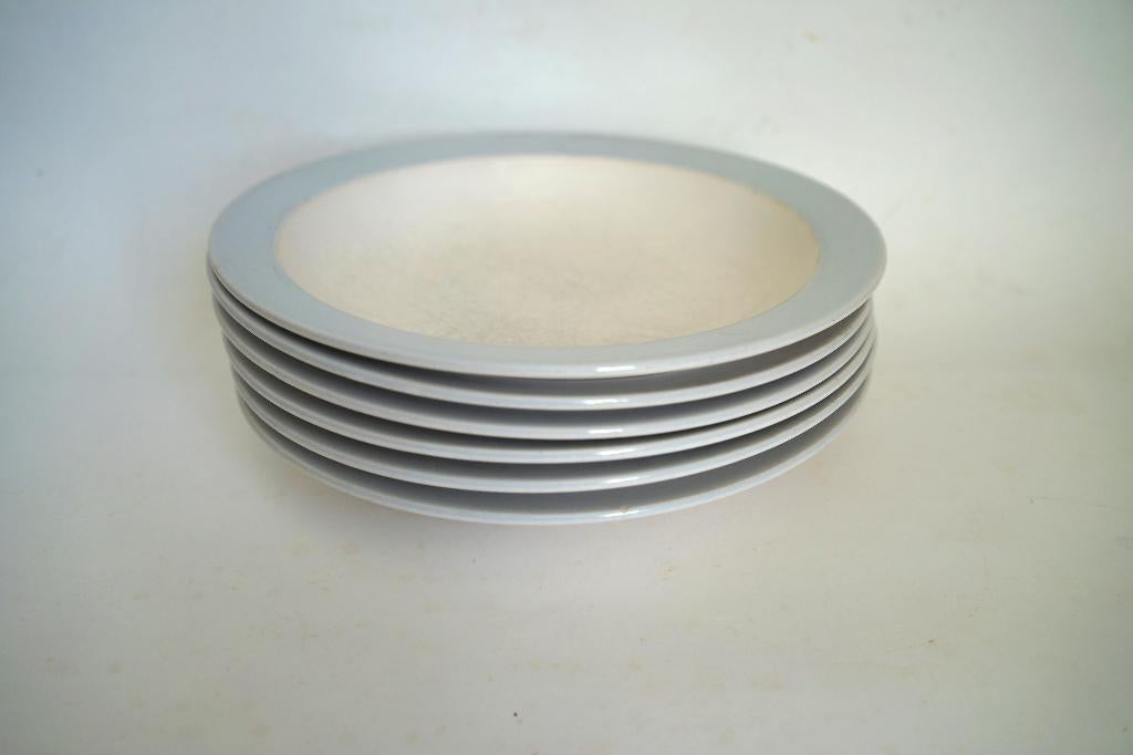 vintage 6x dinerbord fris edam symfonie parelgrijs blauw, Antiek en Kunst, Ophalen of Verzenden