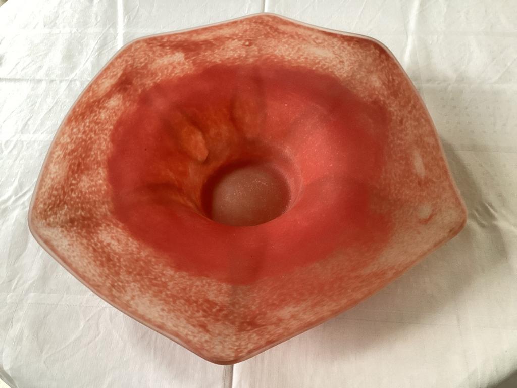 Murano Grote Glazen Schaal. Handgemaakt. Scavo Techniek., Antiek en Kunst, Antiek | Glas en Kristal, Ophalen of Verzenden