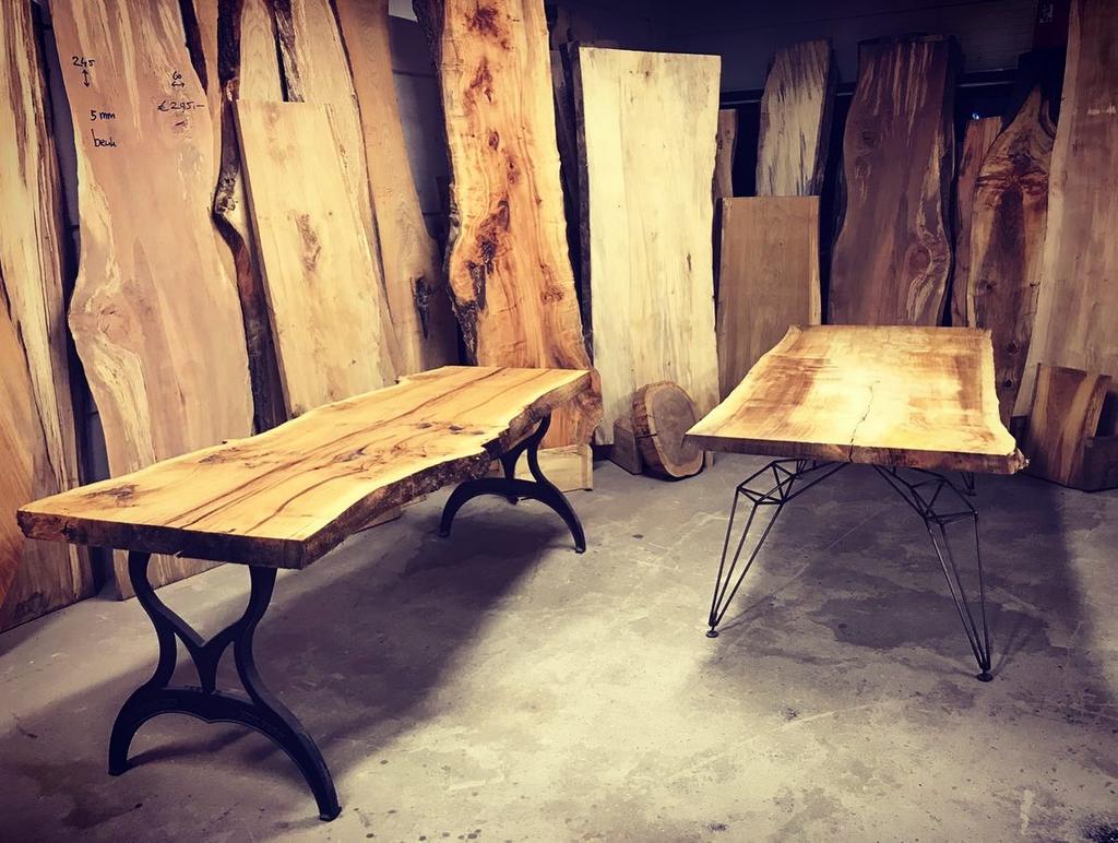 Massief houten boomstam tafelbladen op maat & handgemaakt, Eikenhout, Nieuw, De houtsmid, Schelphorst 56