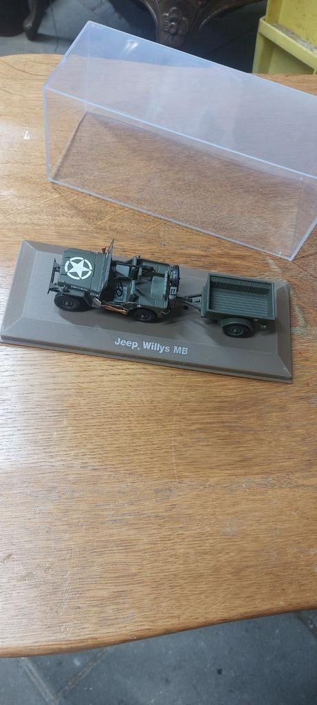Jeep Willys MB met aanhanger - Modelauto, Overige merken, 1:50 of kleiner, Auto, Ophalen of Verzenden