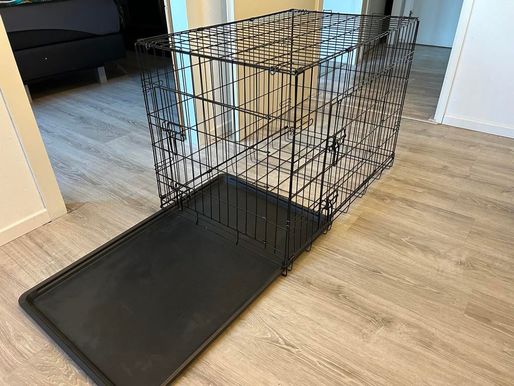 Honden bench, 91 x 57 x 64 cm, zwart, met 2 deuren, Dieren en Toebehoren, Ophalen, Zo goed als nieuw