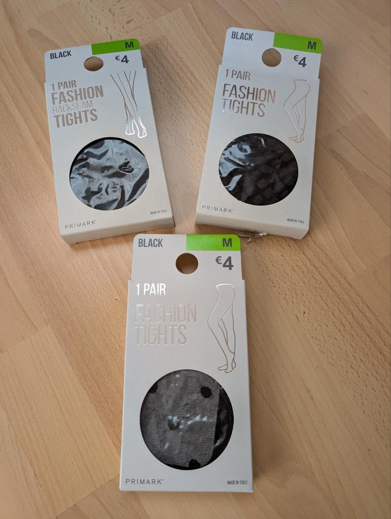 Zwarte panty's met diverse patronen, maat M - Primark, Primark, Ophalen of Verzenden