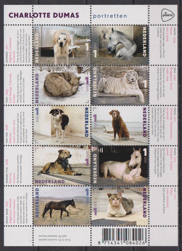 Charlotte Dumas blok 3331 – 3336 XXX.  ADV. no.49 C., Verzenden, Na 1940, Postfris