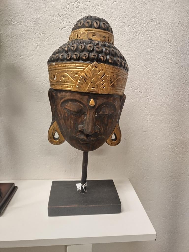Boeddha masker op standaard - hout - NU VERZENDACTIE DHL!!!, Huis en Inrichting, Kwastje-over-Kastje, Nieuw, Ophalen of Verzenden