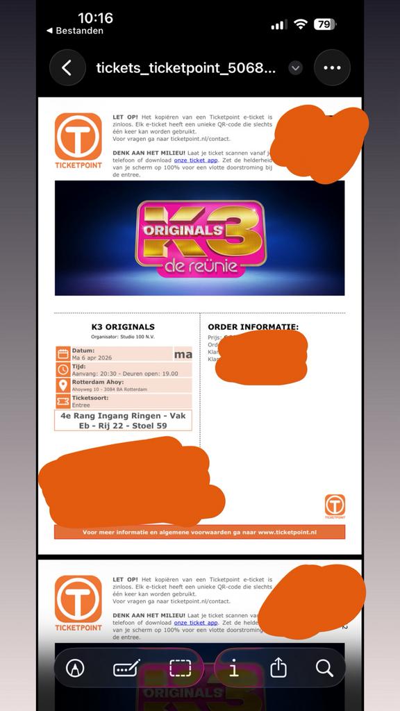 K3 tickets Ahoy, 6 april 20:00, Drie personen of meer