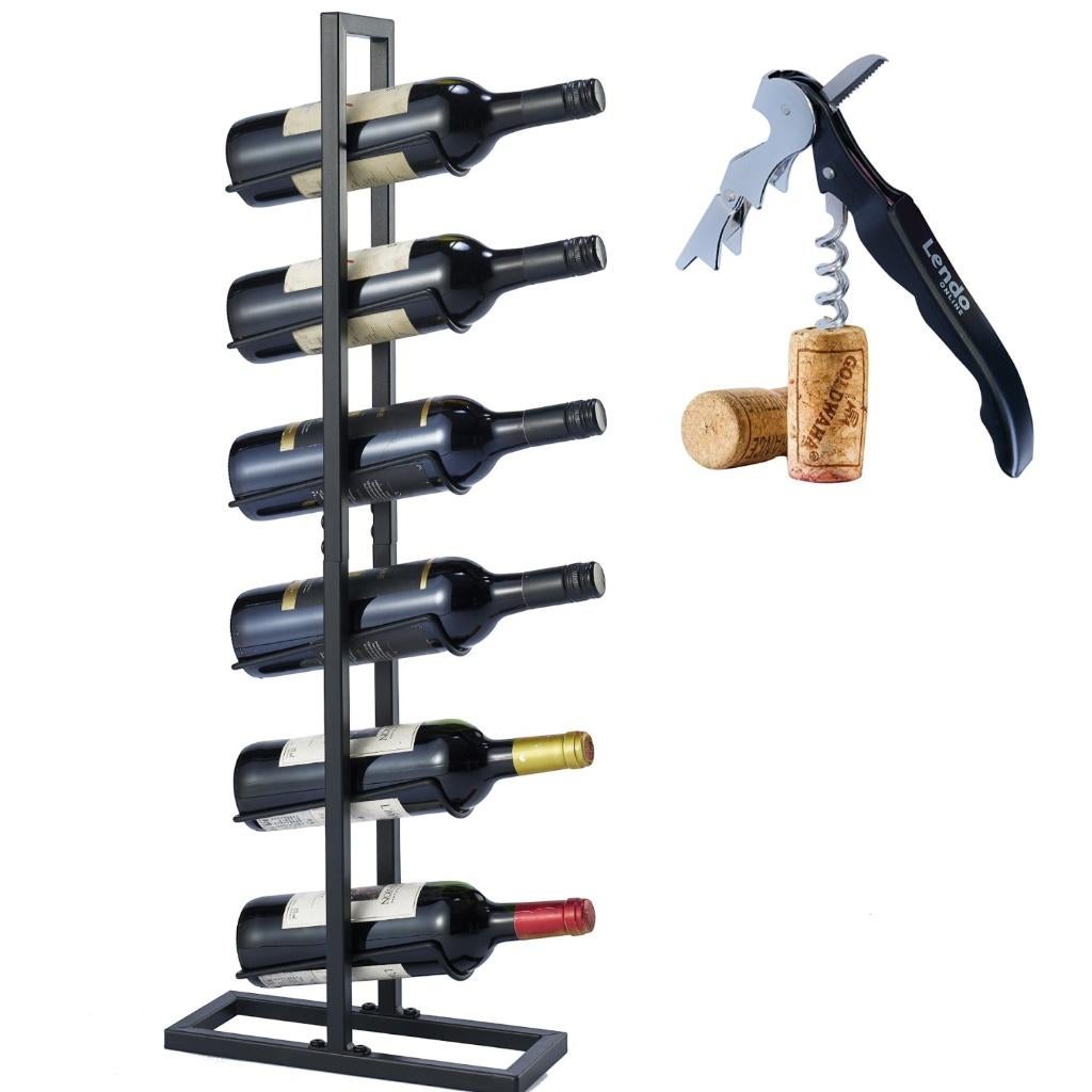 Wijnrek | Flessenrek | Wijnopslag 6 flessen | 17x21x84cm, Info@lendo-online.eu, Metaal, 5 tot 15 flessen, 50 tot 75 cm
