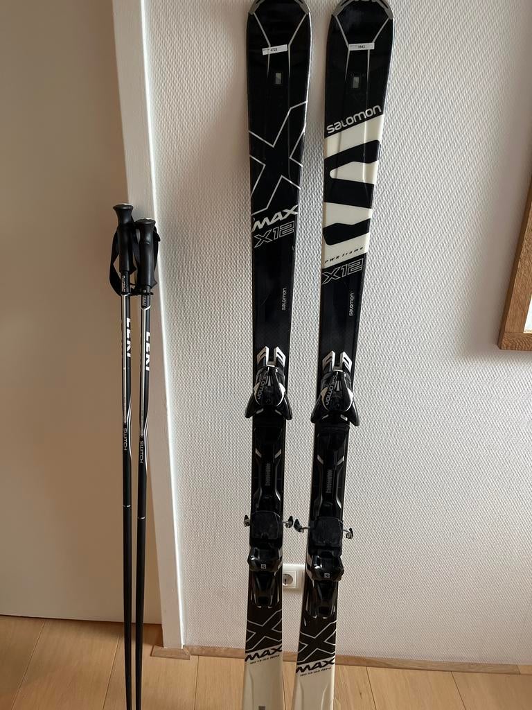 Salomon Max X12 ski's (165 cm)met bindingen en skistokken, Ophalen, 160 tot 180 cm, Gebruikt, Salomon