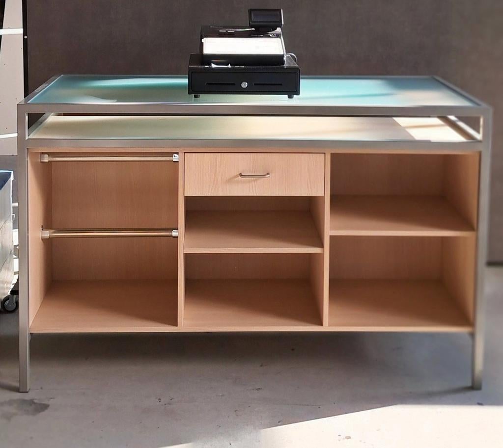 Moderne Toonbank met Glazen Bovenblad en Opbergruimte, Huis en Inrichting, Kasten | Wandmeubels, Ophalen, Nvt, Nvt, Nvt