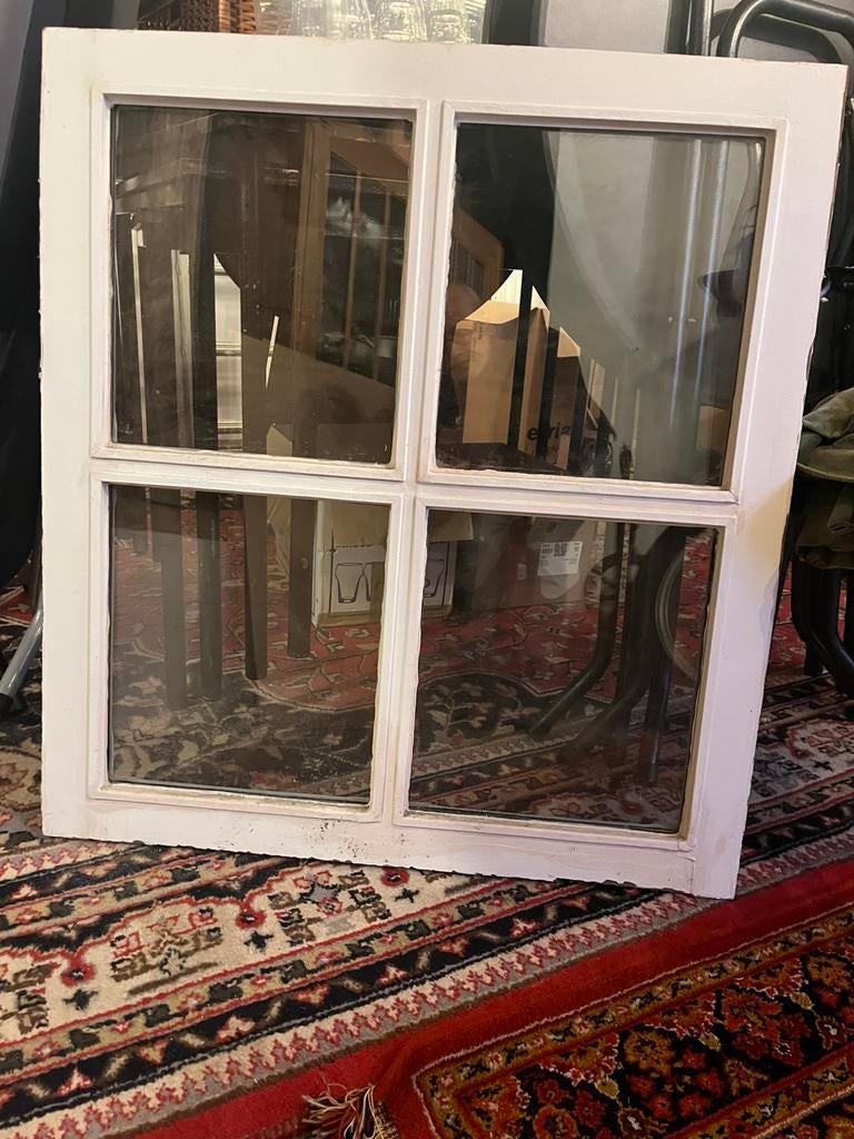 Hardhouten ramen met thermopane en kozijn met raam, Gebruikt, Raamkozijn, Inclusief glas, 75 tot 150 cm