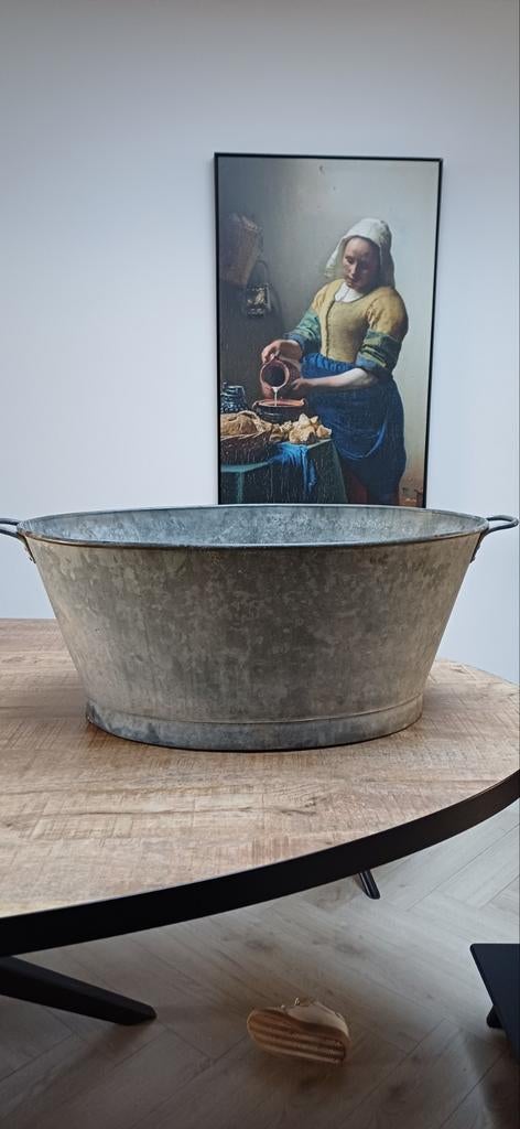 Grote zinken teil - Vintage badje voor decoratie/fotografie, Ophalen