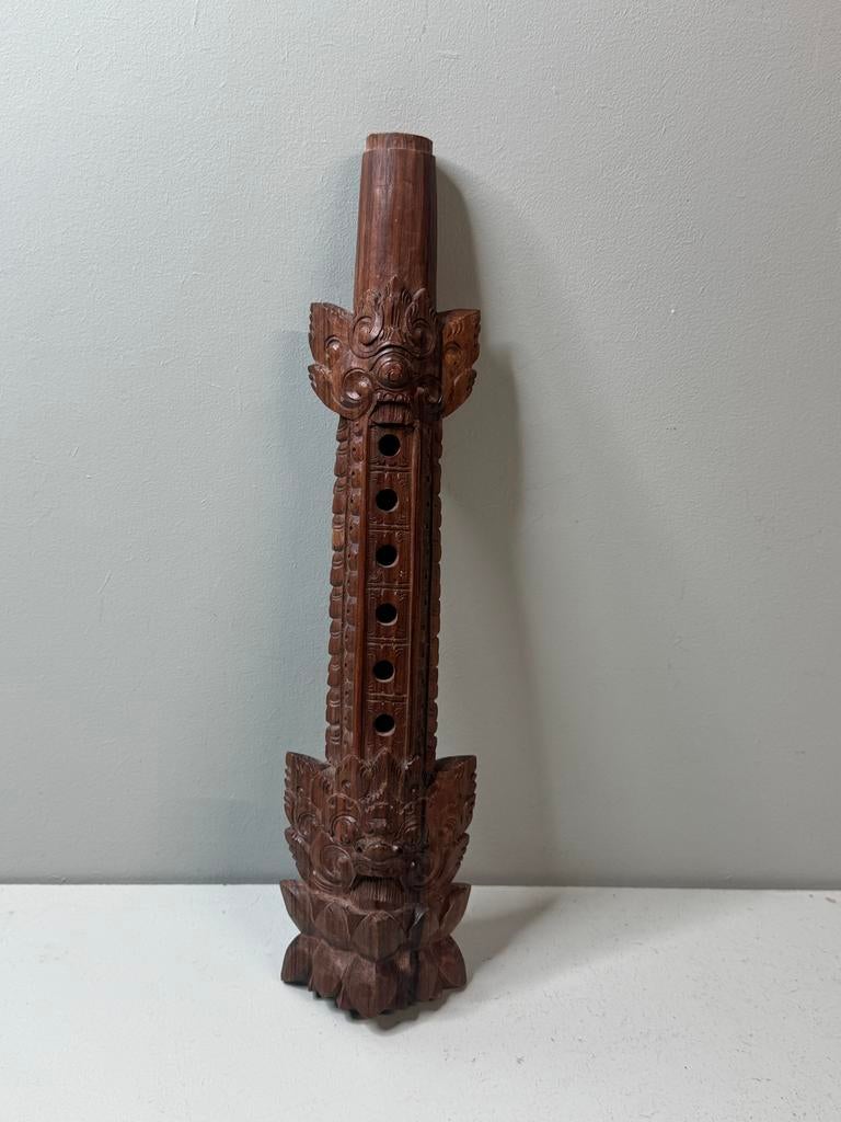 Vintage Balinees Houtsnijwerk Blokfluit - Decoratief, Gebruikt, Overige typen, ?, ?