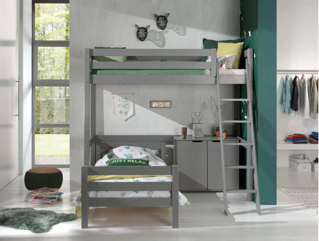 Pino hoekstapelbed - 90x200 - Grijs, Niet ingevuld, Niet ingevuld, Nieuw, Ophalen of Verzenden