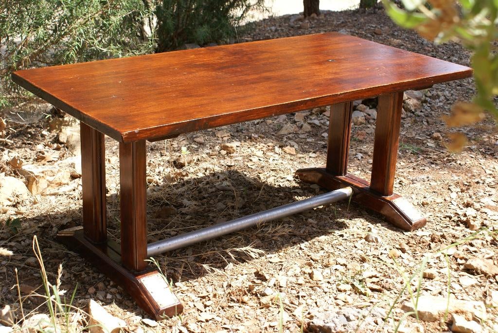 Brocante - Stoere lage Bistro-tafel!, Ophalen, Gebruikt, Hout, Brocante