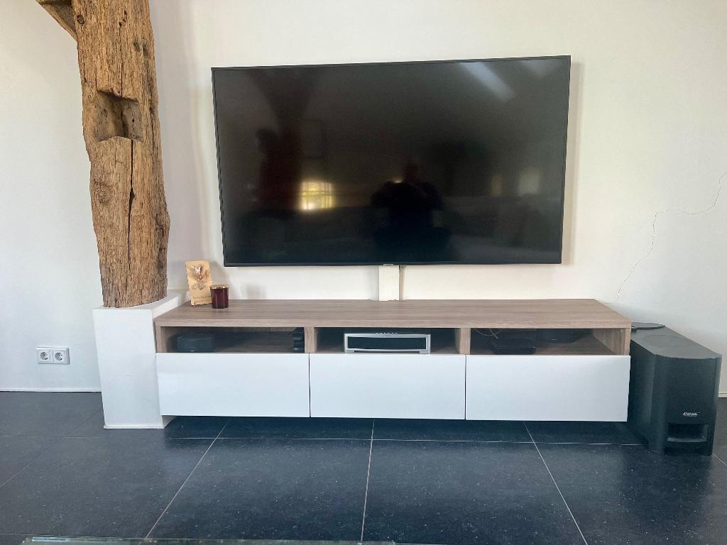 TV meubel, zwevend of op pootjes, Ophalen, Overige materialen, 150 tot 200 cm, Zo goed als nieuw