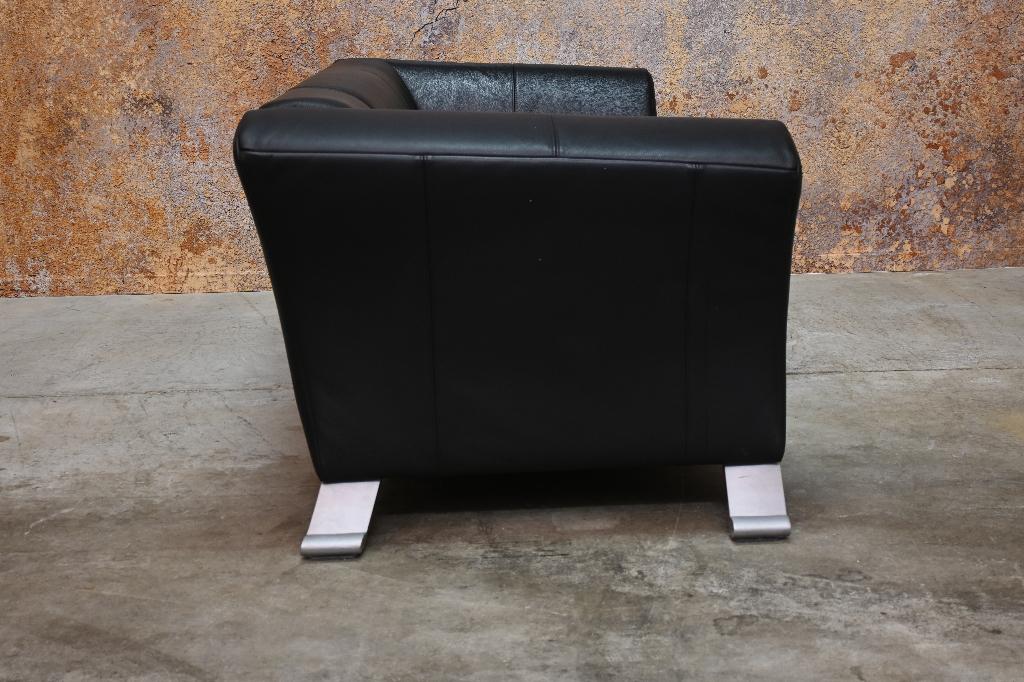 ZGANieuw zwarte leren Rolf Benz 322 design bank, 150 tot 200 cm, Tweepersoons, 75 tot 100 cm, Zo goed als nieuw